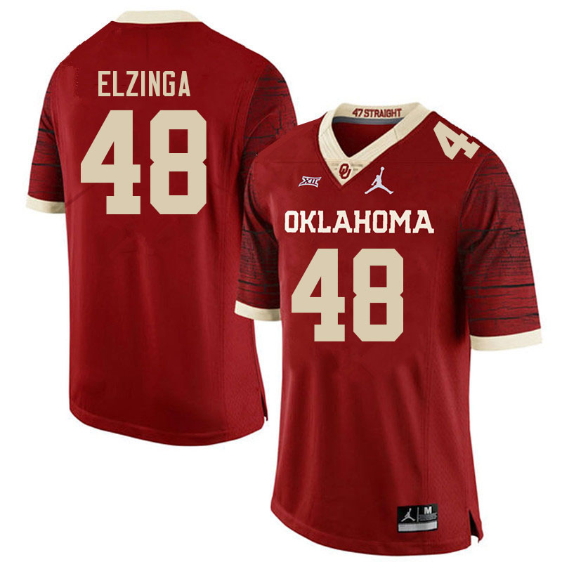 Men #48 Luke Elzinga Oklahoma Sooners College Football Jerseys Stitched-Retro